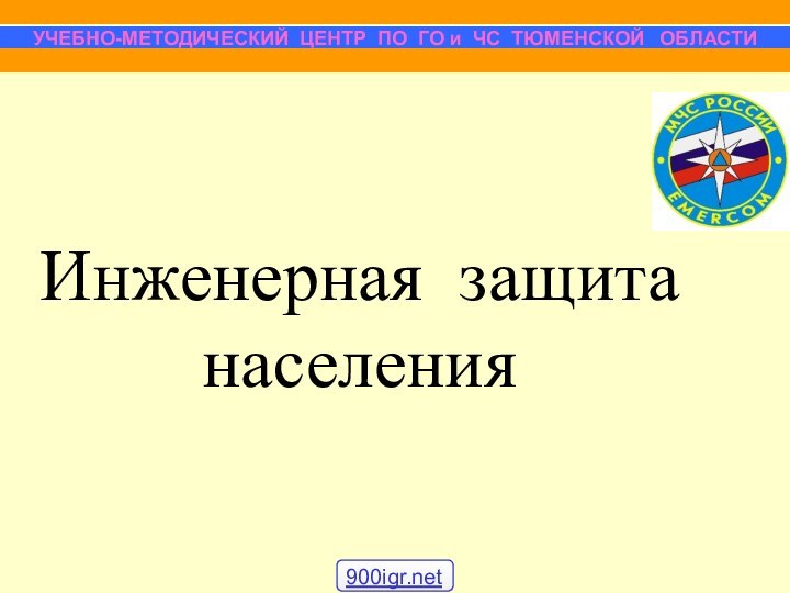 Инженерная защита населения УЧЕБНО-МЕТОДИЧЕСКИЙ ЦЕНТР ПО ГО и ЧС ТЮМЕНСКОЙ  ОБЛАСТИ