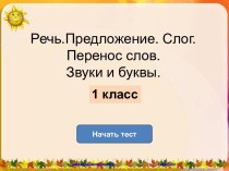 Речь. Предложение. Слог. Перенос слов. Звуки и буквы