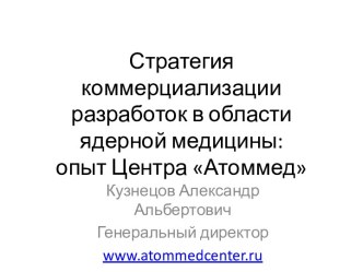 СТРАТЕГИЯ КОММЕРЦИАЛИЗАЦИИ РАЗРАБОТОК В ОБЛАСТИ ЯДЕРНОЙ