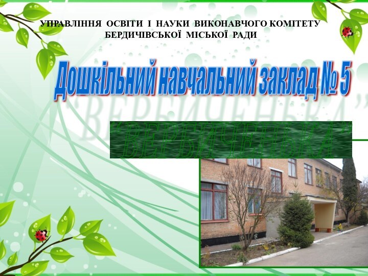 УПРАВЛІННЯ ОСВІТИ І НАУКИ ВИКОНАВЧОГО КОМІТЕТУ     БЕРДИЧІВСЬКОЇ МІСЬКОЇ