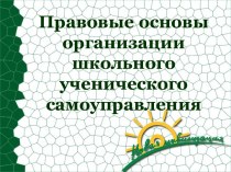 Правовые основы организации школьного ученического самоуправления