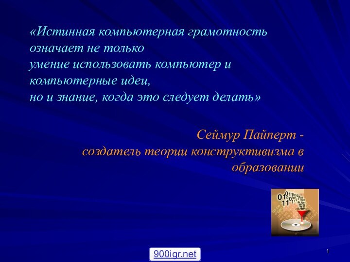 «Истинная компьютерная грамотность означает не только  умение использовать компьютер и компьютерные