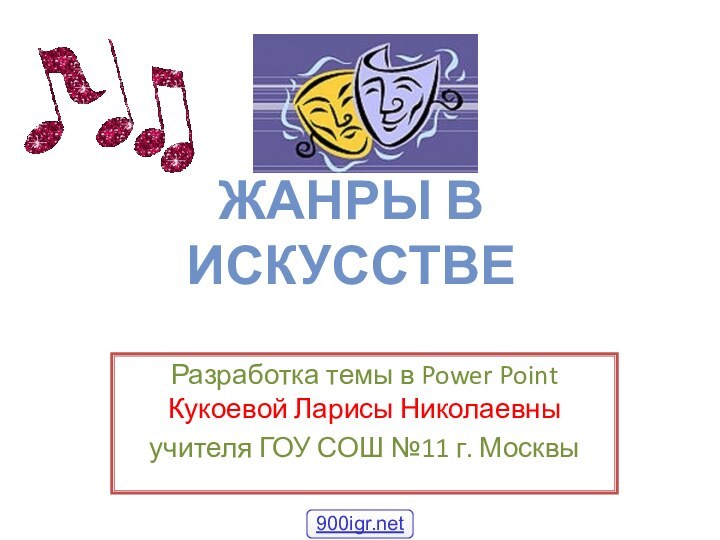 ЖАНРЫ В ИСКУССТВЕРазработка темы в Power Point Кукоевой Ларисы Николаевны учителя ГОУ СОШ №11 г. Москвы