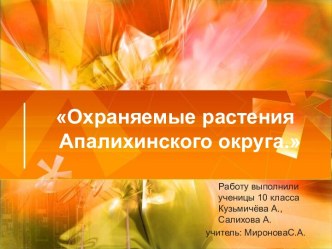 Охраняемые растения Апалихинского округа