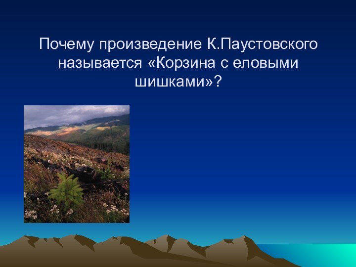 Почему произведение К.Паустовского называется «Корзина с еловыми шишками»?