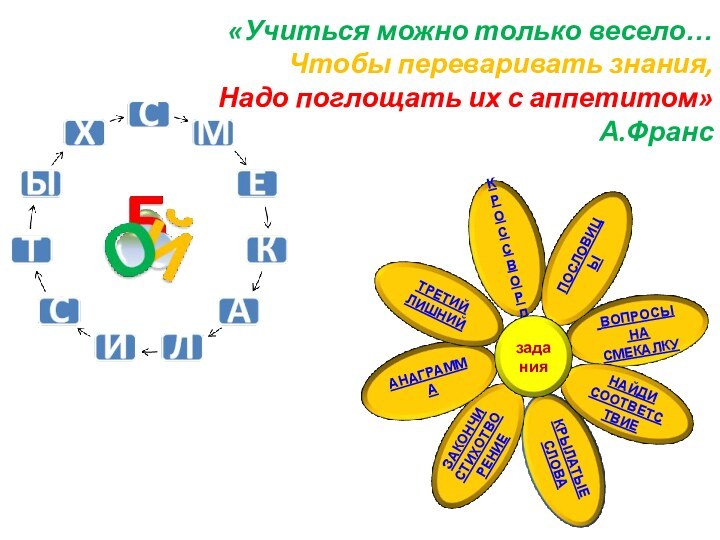 «Учиться можно только весело… Чтобы переваривать знания, Надо поглощать их с аппетитом» А.Франс