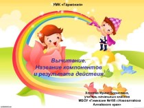 Вычитание. Название компонентов и результата действия