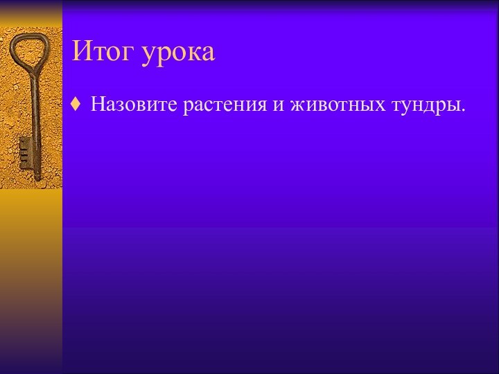 Итог урокаНазовите растения и животных тундры.