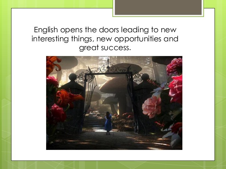 English opens the doors leading to new interesting things, new opportunities and great success.