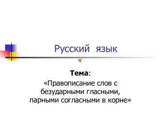 Правописание слов с безударными гласными, парными согласными в корне