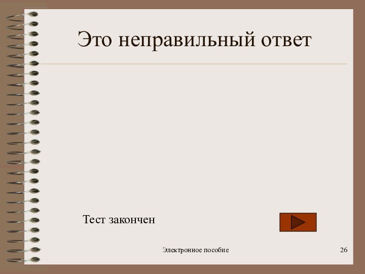 Электронное пособие Это неправильный ответТест закончен