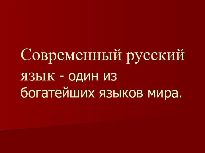 Современный русский язык - один из богатейших языков мира.