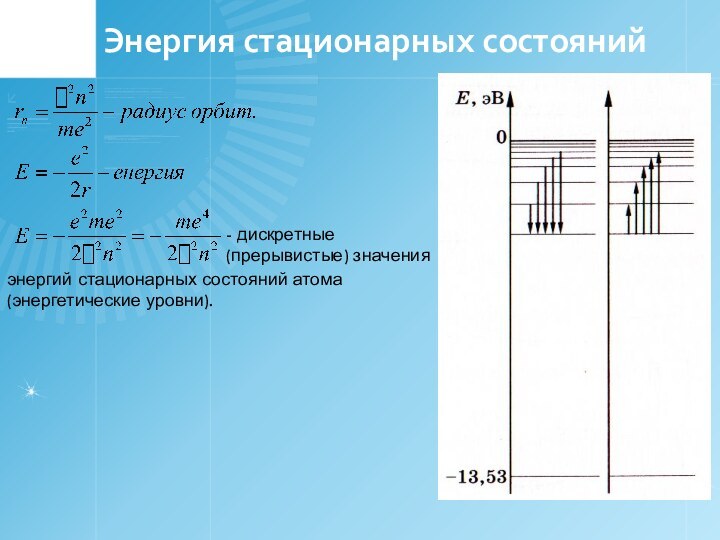 На рисунке показана энергетическая диаграмма стационарных состояний атома