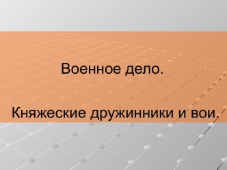 Военное дело. Княжеские дружинники и ВОИ