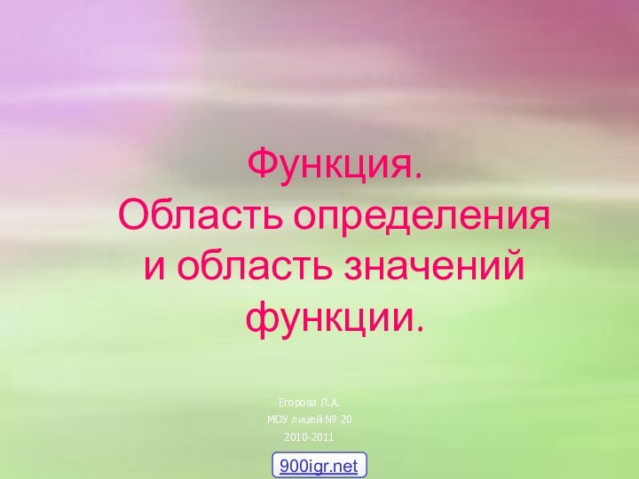 Функция.  Область определения и область значений функции.Егорова Л.А. МОУ лицей № 202010-2011