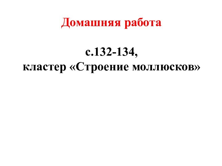 Домашняя работас.132-134, кластер «Строение моллюсков»