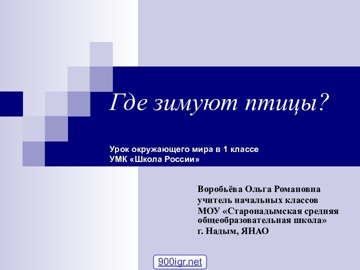 Где зимуют птицы?  Урок окружающего мира в 1 классе УМК «Школа