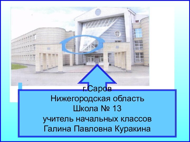 г.Саров Нижегородская областьШкола № 13учитель начальных классовГалина Павловна Куракина