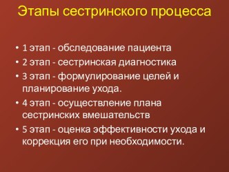 Этапы сестринского процесса