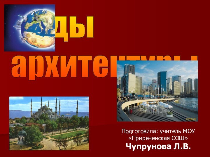 Подготовила: учитель МОУ «Приреченская СОШ»Чупрунова Л.В.Виды  архитектуры