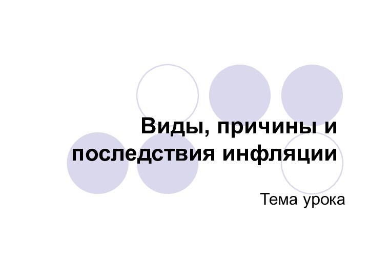 Виды, причины и последствия инфляцииТема урока