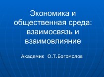 Экономика и общественная среда