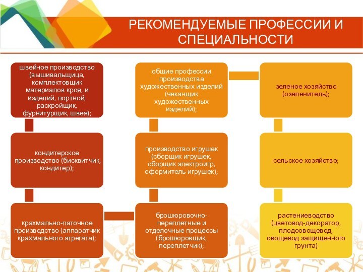 РЕКОМЕНДУЕМЫЕ ПРОФЕССИИ И СПЕЦИАЛЬНОСТИ