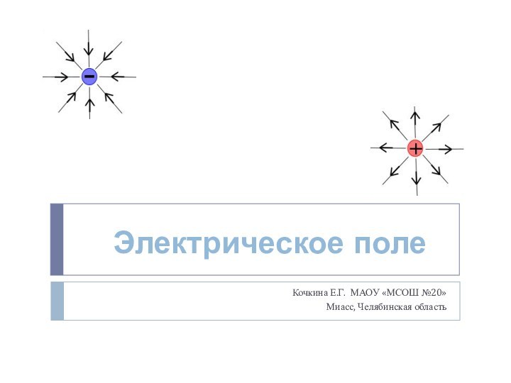 Кочкина Е.Г. МАОУ «МСОШ №20»Миасс, Челябинская областьЭлектрическое поле