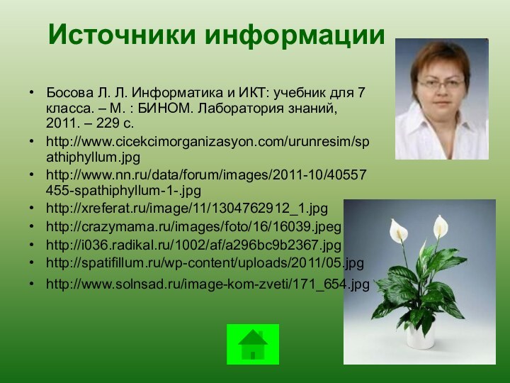 Босова Л. Л. Информатика и ИКТ: учебник для 7 класса. – М.