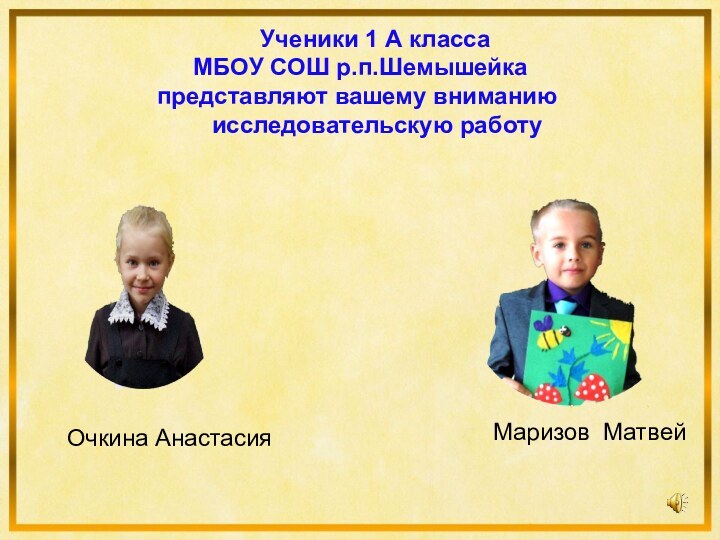 Ученики 1 А класса  МБОУ СОШ р.п.Шемышейка