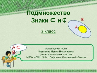 Презентация Подмножество. Знаки ⊂ и ⊄