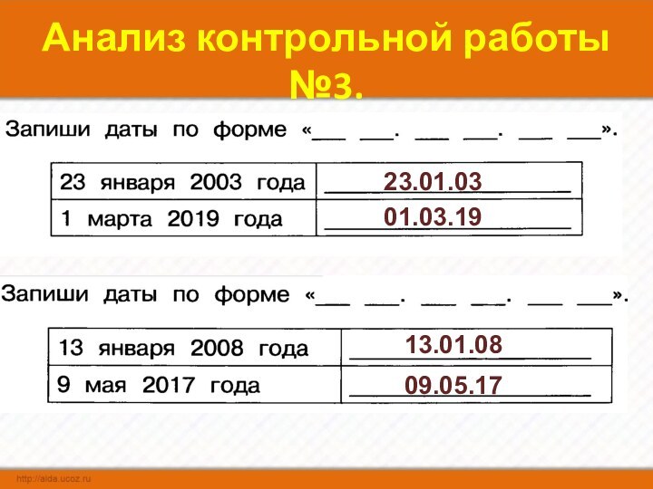 Анализ контрольной работы №3.23.01.0301.03.1913.01.0809.05.17