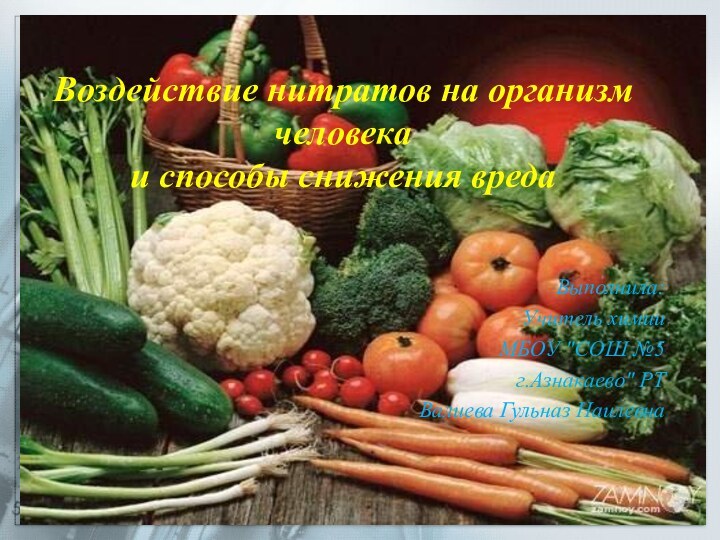 Воздействие нитратов на организм человека  и способы снижения вреда