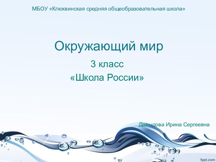 Окружающий мир 3 класс«Школа России»МБОУ «Клюквинская средняя общеобразовательная школа» Давыдова Ирина Сергеевна