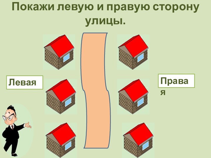 Покажи левую и правую сторону улицы.ЛеваяПравая