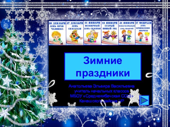 Анатольева Эльвира Васильевнаучитель начальных классов МБОУ «Среднекибечская СОШ»Канашского района ЧРЗимние праздники