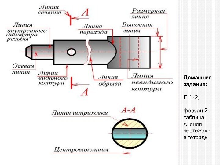 Домашнее задание:П. 1-2, форзац 2 - таблица «Линии чертежа» - в тетрадь