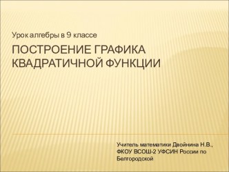 Построение графика квадратичной функции