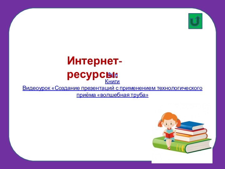 ФонКнигиВидеоурок «Создание презентаций с применением технологического приёма «волшебная труба»Интернет-ресурсы: