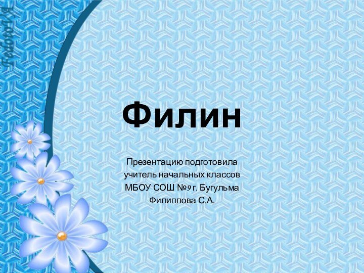 ФилинПрезентацию подготовила учитель начальных классовМБОУ СОШ №9 г. Бугульма Филиппова С.А.