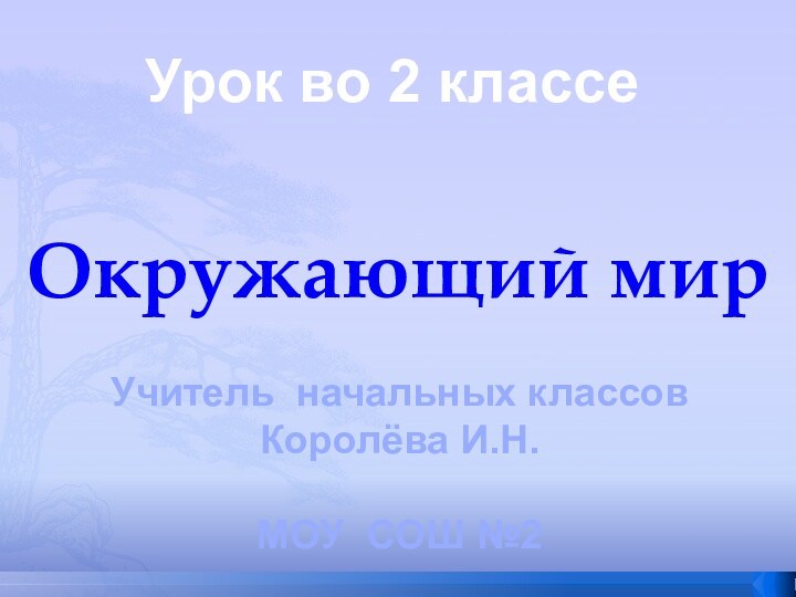 Окружающий мирУрок во 2 классеУчитель начальных классов Королёва И.Н.МОУ СОШ №2