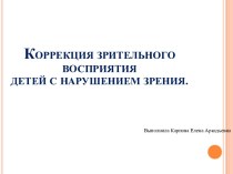 Коррекция зрительного восприятия  детей с нарушением зрения