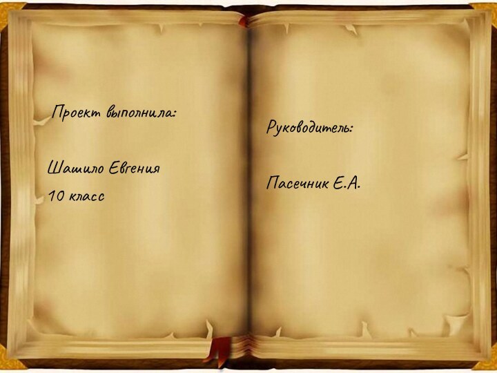 Проект выполнила:Шашило Евгения10 классРуководитель:Пасечник Е.А.