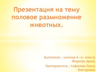 Половое размножение животных