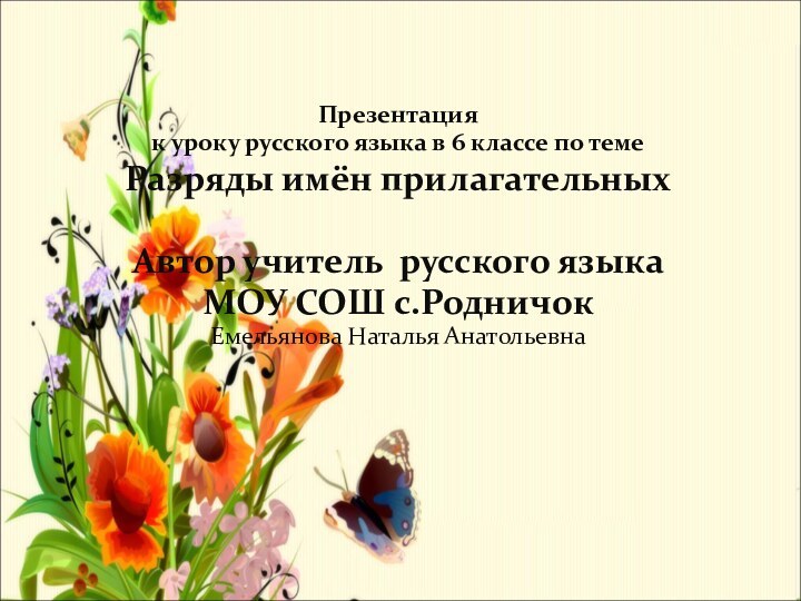 Презентация к уроку русского языка в 6 классе по теме Разряды имён