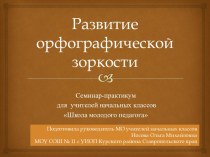 Презентация по теме Развитие орфографической зоркости