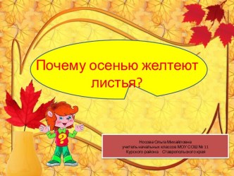 Почемучка Почему осенью листья желтеют?