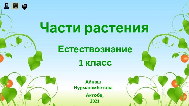 Части растенияЕстествознание 1 классАйнаш НурмагамбетоваАктобе, 2021