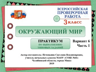 Окружающий мир. Всероссийская проверочная работа. Практикум по выполнению типовых заданий. Вариант 6