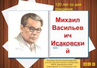 Презентация Михаил Васильевич Исаковский. Личное дело